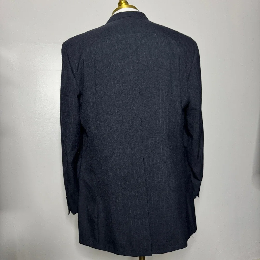 Vintage USA Christian Brooks Men's 44L 36W Wool Pinstripe‎ Two-Piece Suit